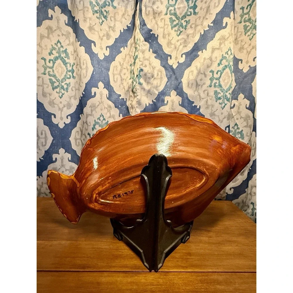 Vintage Hand Crafted Hand Glazed‎ Orange~Red~ FISH SERVING PLATTER-DECOR